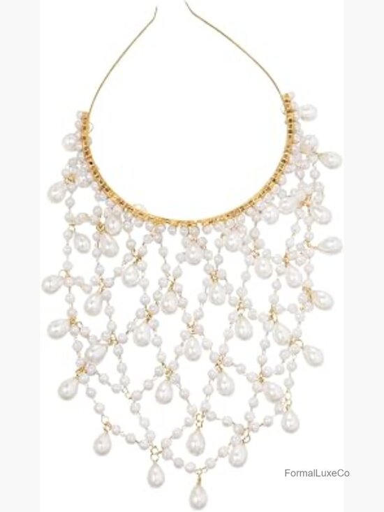Vintage Pearl Tassel Head Chain Women Hair Headpiece